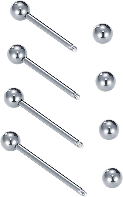 Vcmart Nipple Rings Tongue Rings Stainless Steel 14G Straight Barbells Piercing Jewelry 12Mm,14Mm,16Mm,18Mm Apparel & Accessories > Jewelry > Body Jewelry vcmart   