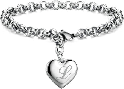 Heart Initial Charm Bracelets for Teen Girls Letters Alphabet Bracelet Jewelry for Girls Gifts for Teenage Girls Apparel & Accessories > Jewelry > Bracelets Monily L  