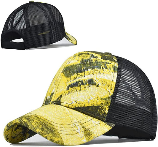 Tie Dye Ponytail Hole Baseball Cap for Women Men Adjustable Trucker Mesh Sun Hat Apparel & Accessories > Clothing Accessories > Hats MPARTIDO   