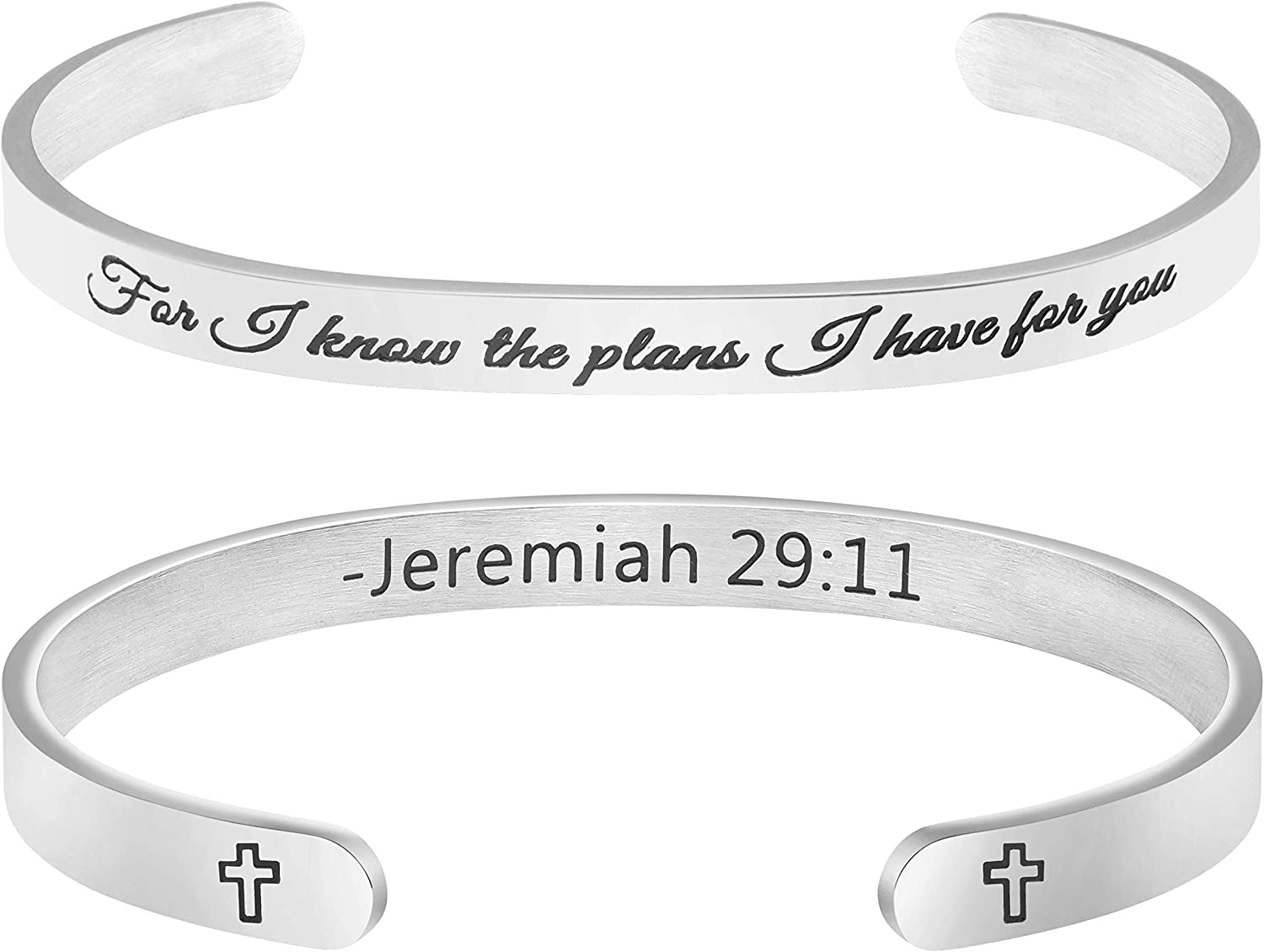 Christian Bracelets for Women Inspirational Gifts Bible Verse Religious Faith Jewelry Cuff Bracelet Mothers Day Christmas Birthday Jewelry for Her Mother Daughter Apparel & Accessories > Jewelry > Bracelets Memgift Jeremiah 29:11-For I know the plans I have for you  