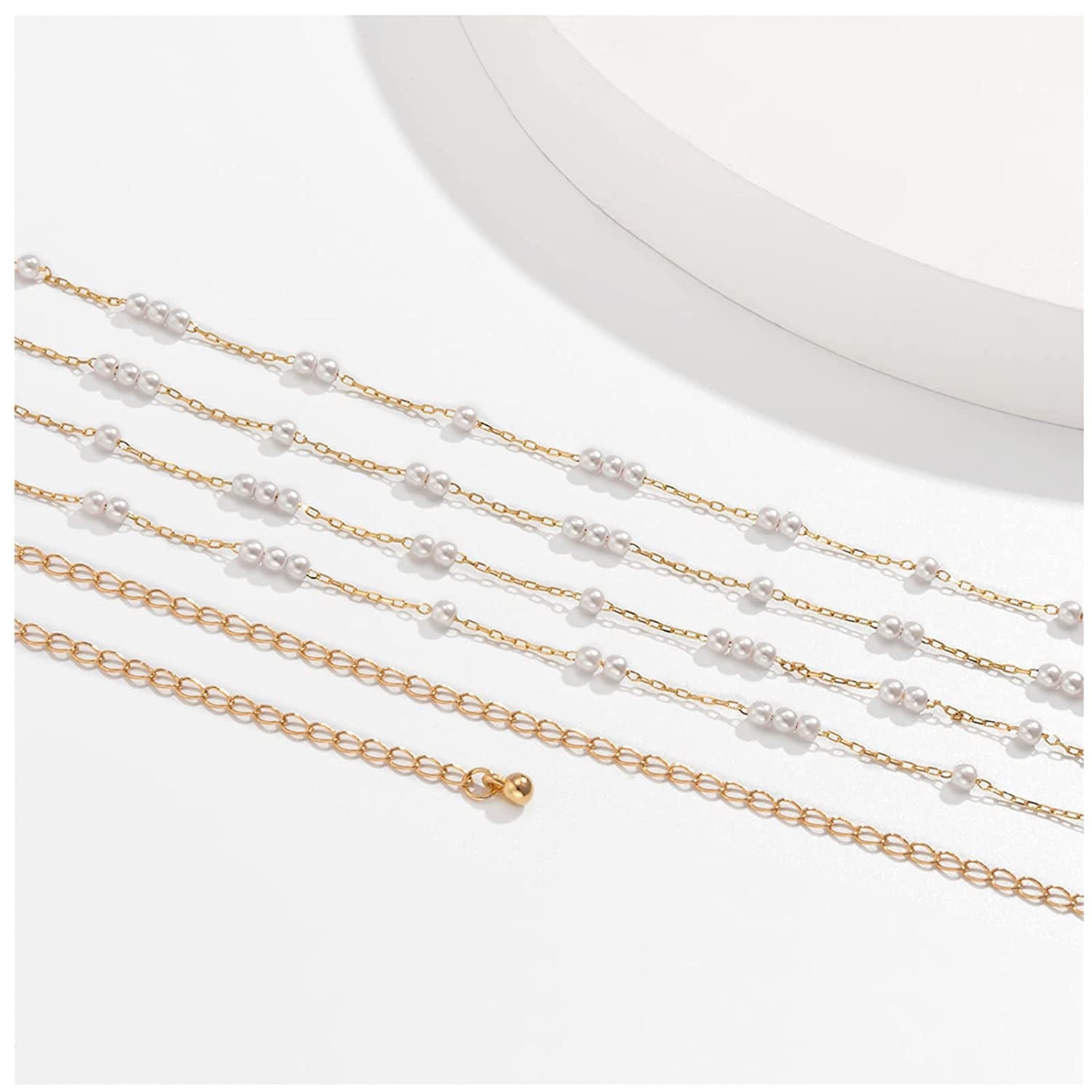 Simple Belly Chain Gold Pearl Waist Chains Summer Beach Sexy Body Jewelry Chain for Women and Girls Apparel & Accessories > Jewelry > Body Jewelry Rotaiboes   
