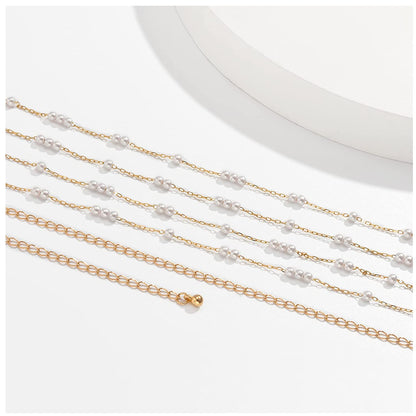 Simple Belly Chain Gold Pearl Waist Chains Summer Beach Sexy Body Jewelry Chain for Women and Girls Apparel & Accessories > Jewelry > Body Jewelry Rotaiboes   