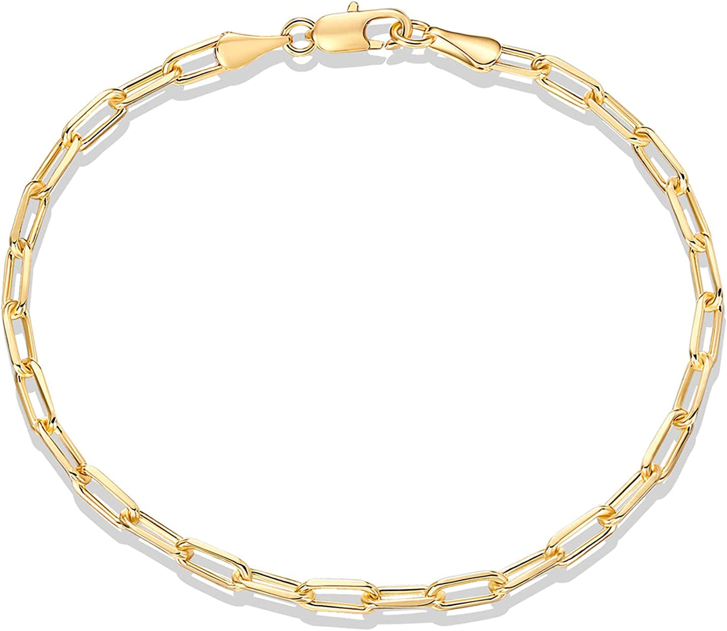 PAVOI 14K Gold Plated Paperclip/Curb/Figaro Chain Adjustable Bracelet for Women Apparel & Accessories > Jewelry > Bracelets PAVOI Paperclip yellow gold plated 