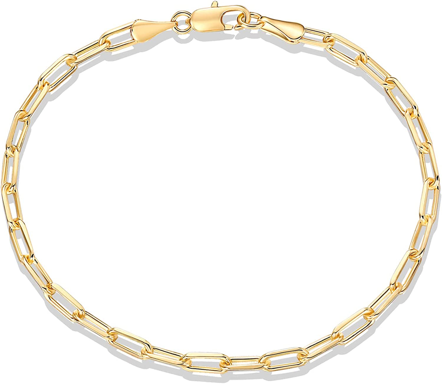 PAVOI 14K Gold Plated Paperclip/Curb/Figaro Chain Adjustable Bracelet for Women Apparel & Accessories > Jewelry > Bracelets PAVOI Paperclip yellow gold plated 