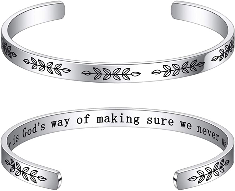 M MOOHAM Bracelets for Women- Engraved Quote Inspirational Bracelet Birthday Christmas Funny Gifts for Best Friend, Daughter, Son, Sister, Niece, Mom, Coworkers, Stainless Steel Jewelry Apparel & Accessories > Jewelry > Bracelets M MOOHAM "Sisters-A sister is god’s way of making sure we never walk alone  