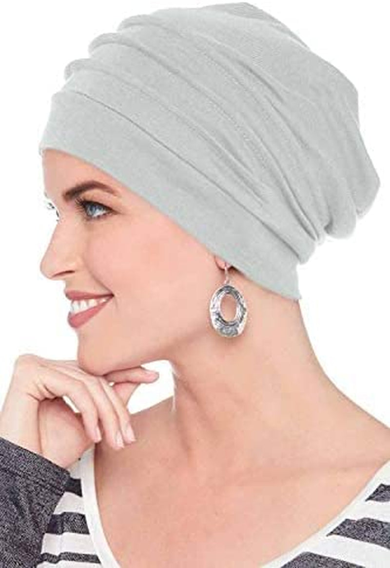Headcovers Unlimited Slouchy Snood Hat - 100% Cotton Slouchy Beanie Hats for Women Apparel & Accessories > Clothing Accessories > Headwear Headcovers Unlimited Silver One Size 