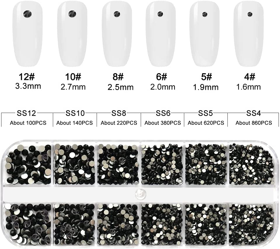 Molisaka Black Nail Art Rhinestones, Glass Flat Back Rhinestones for Nails Decorations, Bling Crystals Nail Gems for Nail Design, 3D Nail Jewels Set with Rhinestone Picker Tools (2320Pcs) Health & Beauty > Personal Care > Cosmetics > Cosmetic Tools > Nail Tools Molisaka   