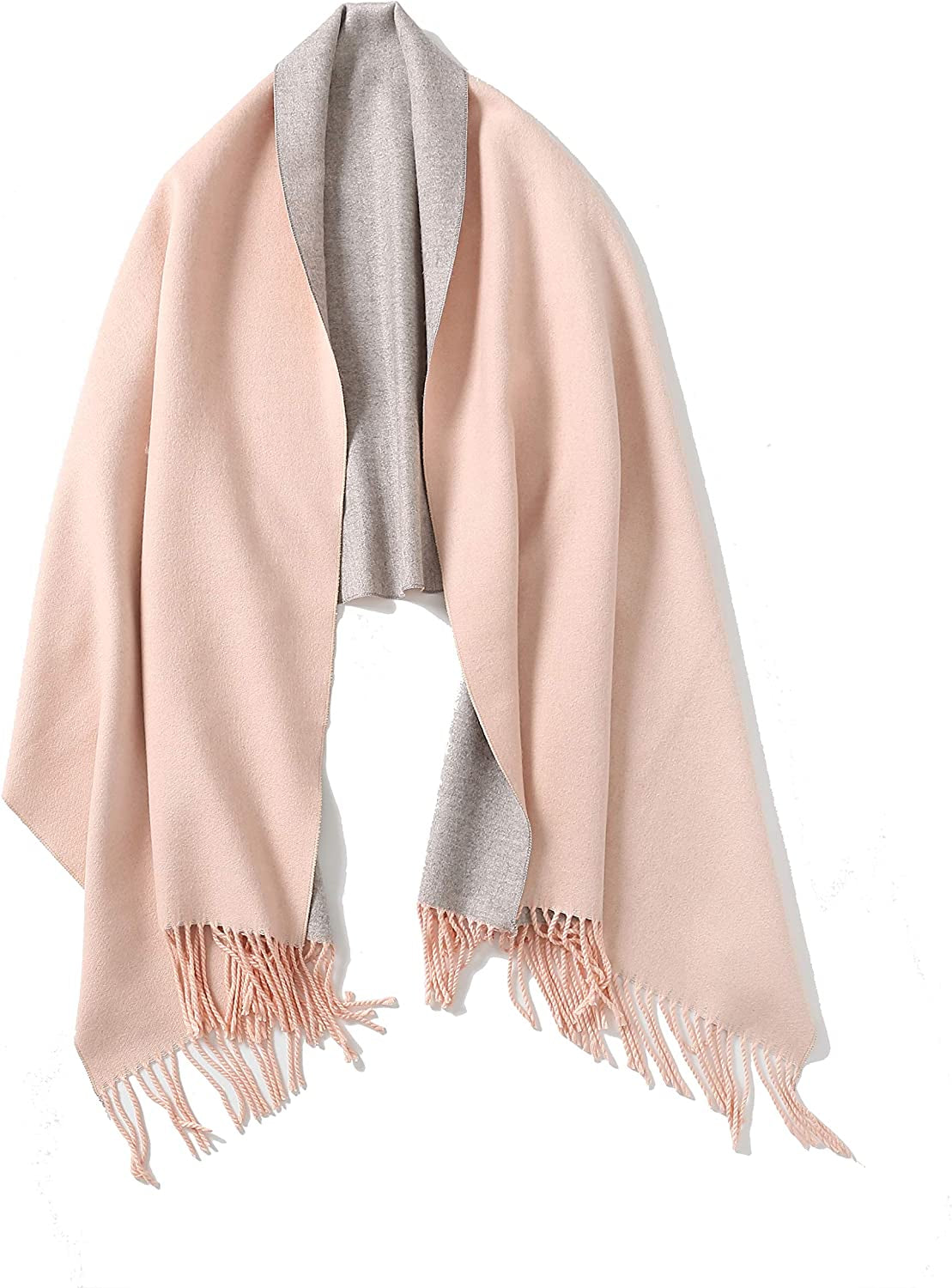 Jeelow Winter Pashmina Blanket Scarfs Shawls Wraps Open Front Poncho Cape for Women Wedding Evening Dresses Apparel & Accessories > Clothing Accessories > Scarves & Shawls Jeelow Pink Grey  