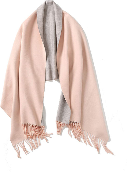 Jeelow Winter Pashmina Blanket Scarfs Shawls Wraps Open Front Poncho Cape for Women Wedding Evening Dresses Apparel & Accessories > Clothing Accessories > Scarves & Shawls Jeelow Pink Grey  
