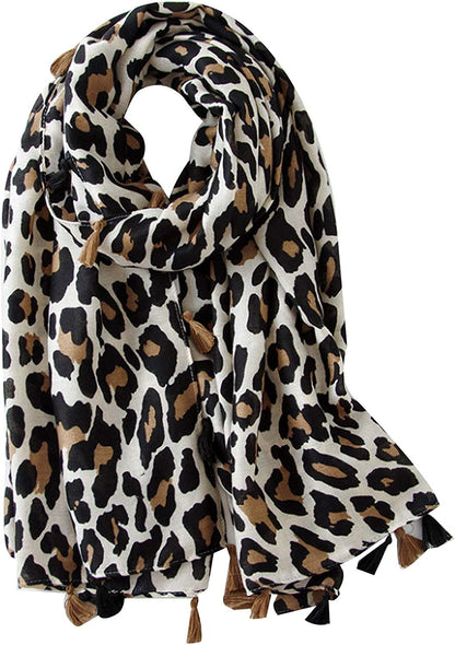 Van Caro Scarfs for Women Lightweight Floral Scarf Soft Long Fashion Scarves Sun-Proof Wrap Shawl Apparel & Accessories > Clothing Accessories > Scarves & Shawls Lobagve 5550 Beige Leopard Print  