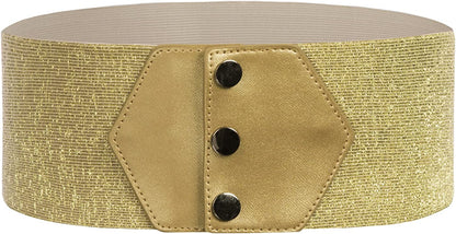 GRACE KARIN Women'S Snap-Button Corset Belt Wide Elastic Belts for Dress Stretchy Waistband Apparel & Accessories > Clothing Accessories > Belts GRACE KARIN Silver X-Large 