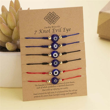6Pcs 7 Knots Evil Eye Bracelet Adjustable Lucky Red String Bracelet Set Kabbalah Protection Friendship Wish Bracelets for Women Men(Black) Apparel & Accessories > Jewelry > Bracelets Generic   