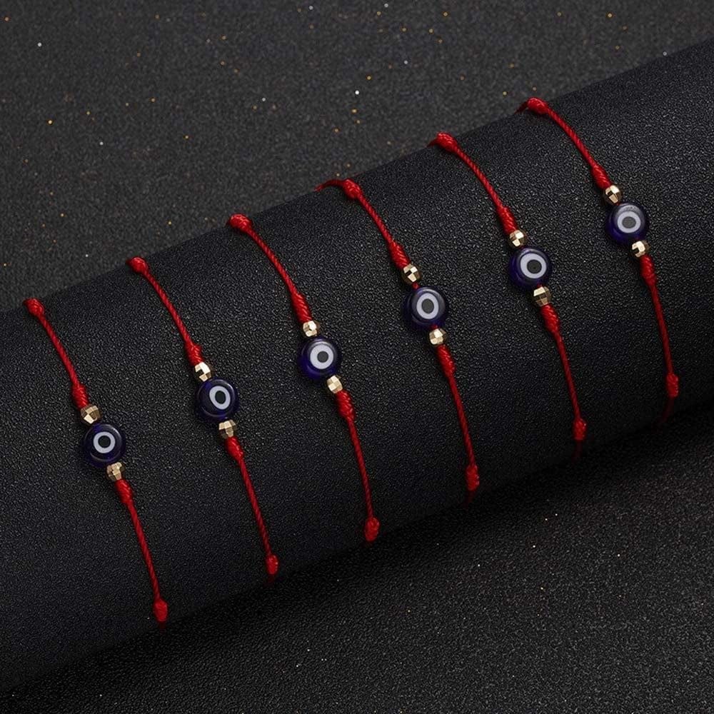 6Pcs 7 Knots Evil Eye Bracelet Adjustable Lucky Red String Bracelet Set Kabbalah Protection Friendship Wish Bracelets for Women Men(Black) Apparel & Accessories > Jewelry > Bracelets Generic   