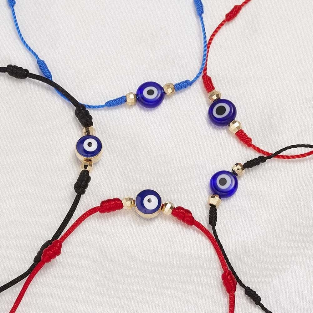 6Pcs 7 Knots Evil Eye Bracelet Adjustable Lucky Red String Bracelet Set Kabbalah Protection Friendship Wish Bracelets for Women Men(Black) Apparel & Accessories > Jewelry > Bracelets Generic   
