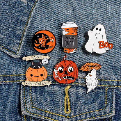 6PCS Halloween Enamel Pins Punk Brooch Pins for Backpacks Badges Hats Bags Clothes Hat Decoration, Cute Enamel Lapel Pin Set, Punk Brooches