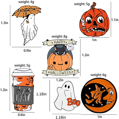 6PCS Halloween Enamel Pins Punk Brooch Pins for Backpacks Badges Hats Bags Clothes Hat Decoration, Cute Enamel Lapel Pin Set, Punk Brooches