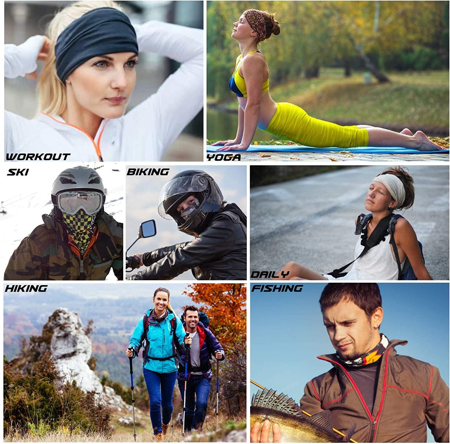 6PCS Outdoor Headband Elastic Seamless Bandana Neck Gaiter Scarf Sport Headwear Boho Series for Yoga Hiking Apparel & Accessories > Clothing Accessories > Bandanas & Headties KYLIE MAX   