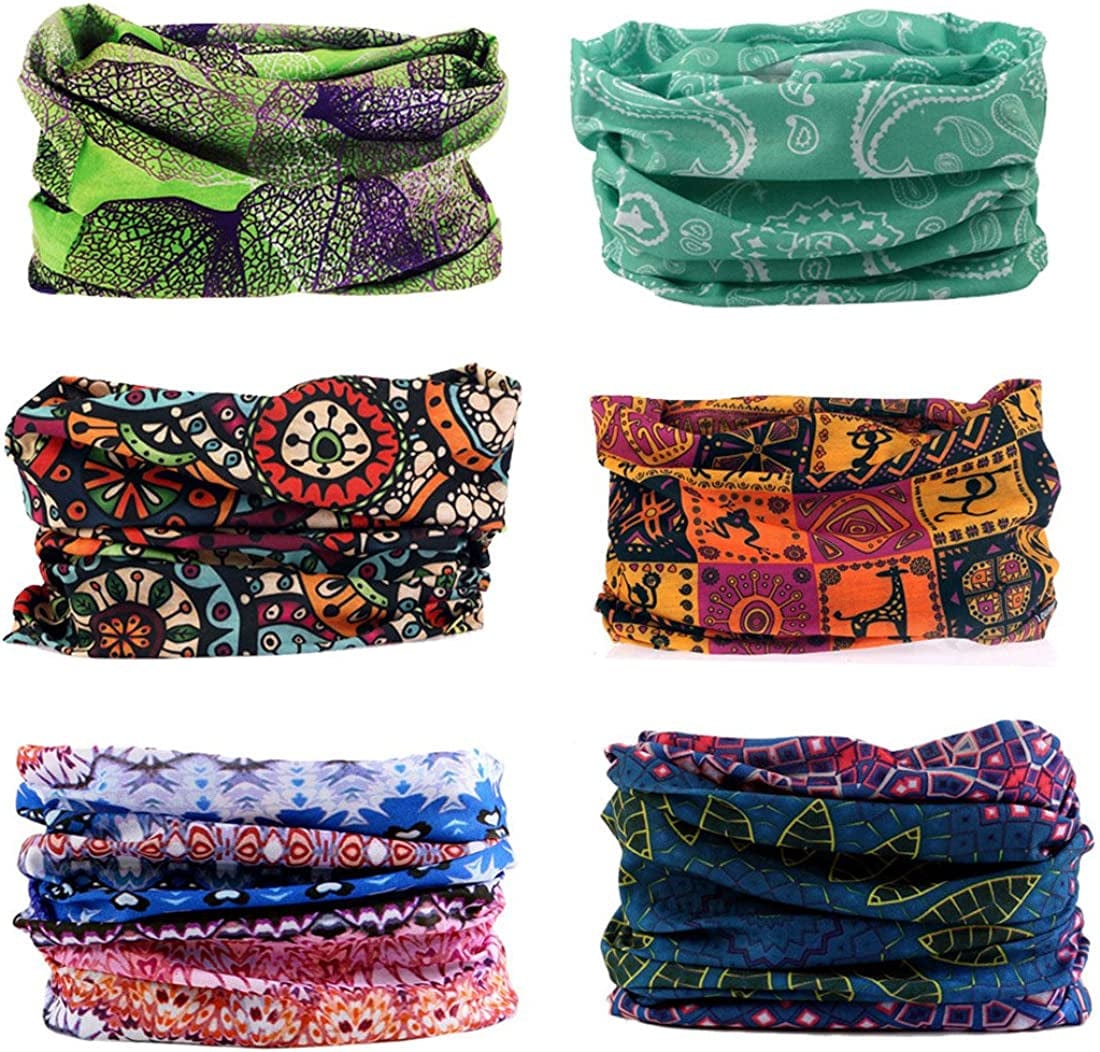 6PCS Outdoor Headband Elastic Seamless Bandana Neck Gaiter Scarf Sport Headwear Boho Series for Yoga Hiking Apparel & Accessories > Clothing Accessories > Bandanas & Headties KYLIE MAX Boho Series  