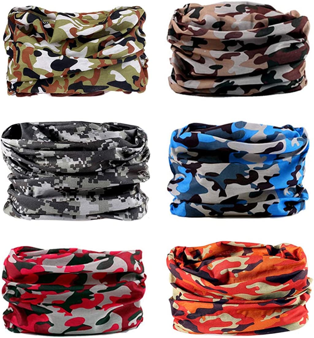 6PCS Outdoor Headband Elastic Seamless Bandana Neck Gaiter Scarf Sport Headwear Boho Series for Yoga Hiking Apparel & Accessories > Clothing Accessories > Bandanas & Headties KYLIE MAX Camouflage Series  