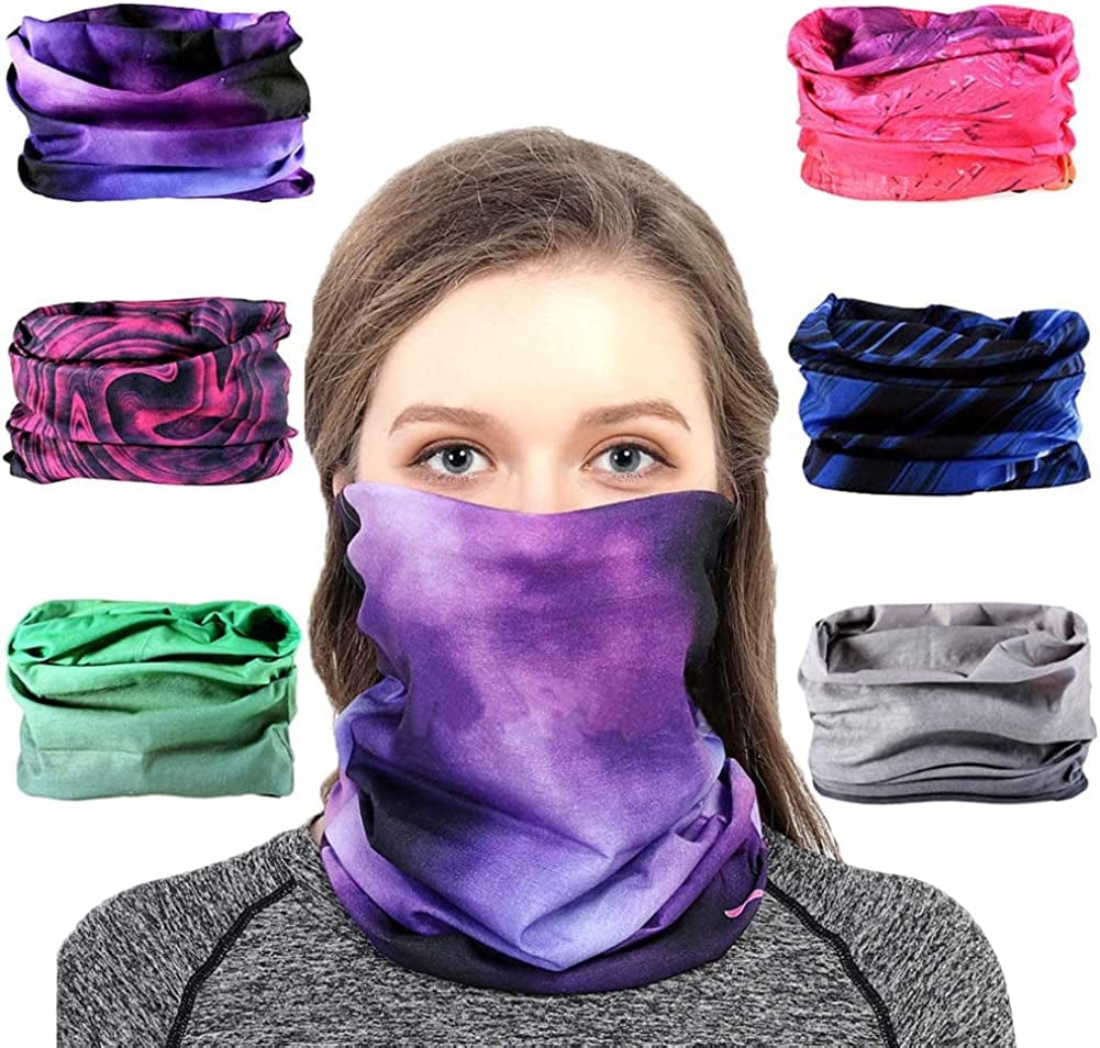 6PCS Outdoor Headband Elastic Seamless Bandana Neck Gaiter Scarf Sport Headwear Boho Series for Yoga Hiking Apparel & Accessories > Clothing Accessories > Bandanas & Headties KYLIE MAX Multicolor  