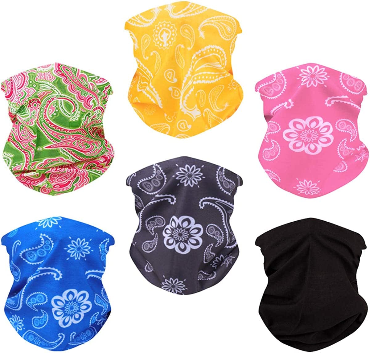 6PCS Outdoor Headband Elastic Seamless Bandana Neck Gaiter Scarf Sport Headwear Boho Series for Yoga Hiking Apparel & Accessories > Clothing Accessories > Bandanas & Headties KYLIE MAX Multicolor 3  