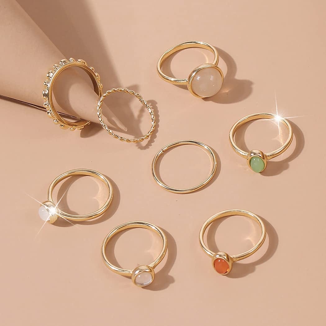 7-19Pcs Silver Star Moon Knuckle Ring Set for Women Girls Vintage Stackable Midi Finger Rings Set