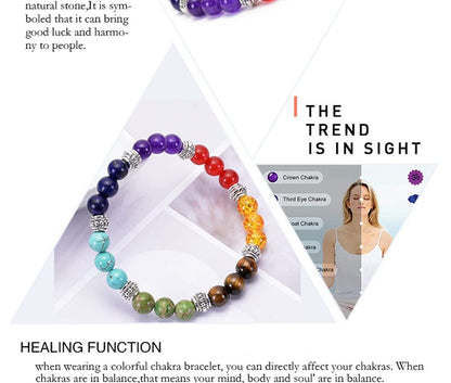 7 Chakra Crystals Healing Bracelet Necklace Stone Tree of Life Pendant Positive Energy Yoga Spiritual Natural Gemstone Jewelry Set