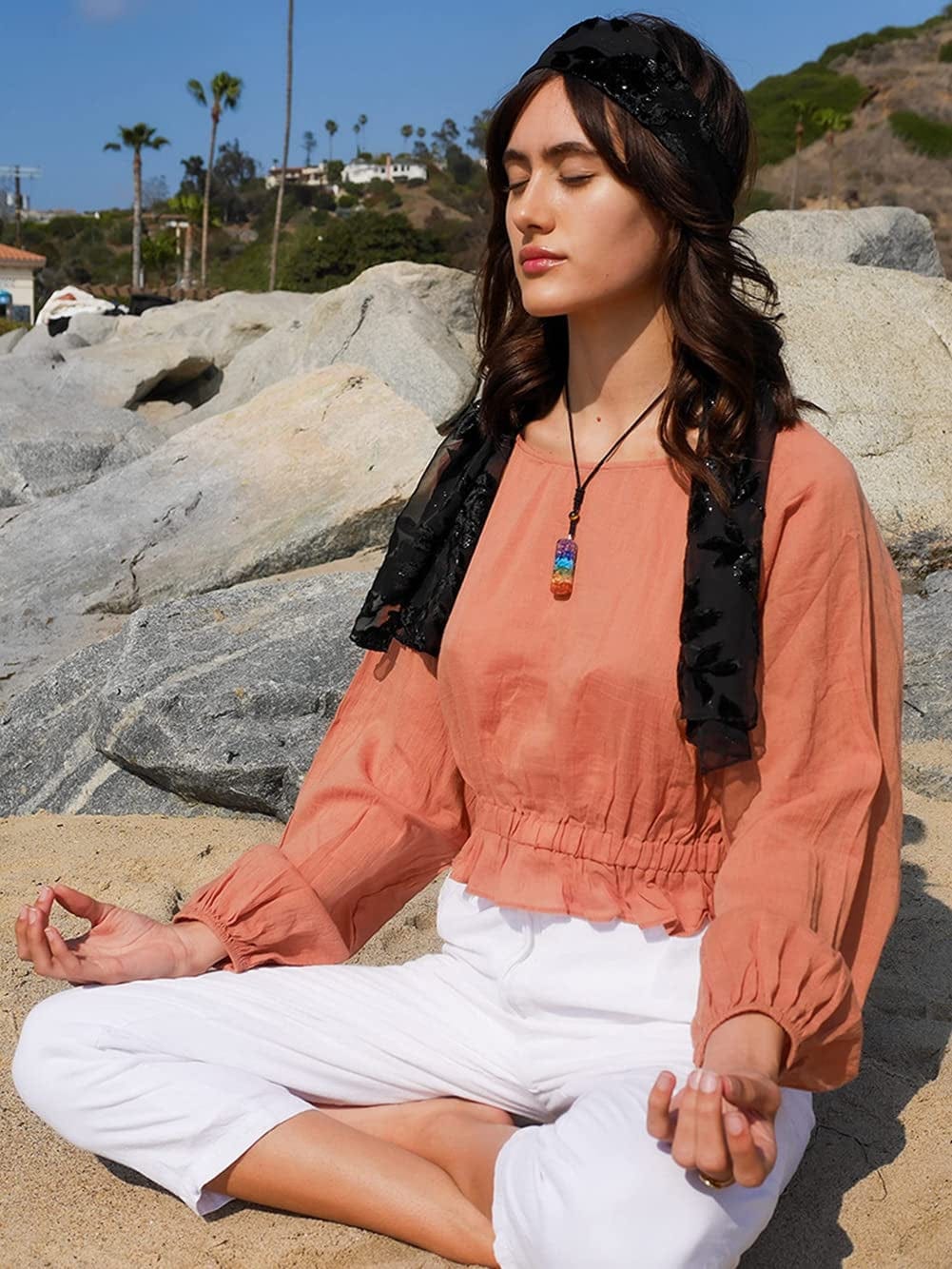 7 Chakra Crystals Healing Bracelet Necklace Stone Tree of Life Pendant Positive Energy Yoga Spiritual Natural Gemstone Jewelry Set