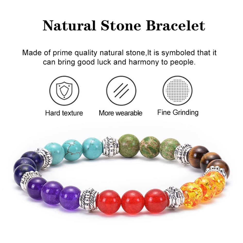 7 Chakra Crystals Healing Bracelet Necklace Stone Tree of Life Pendant Positive Energy Yoga Spiritual Natural Gemstone Jewelry Set