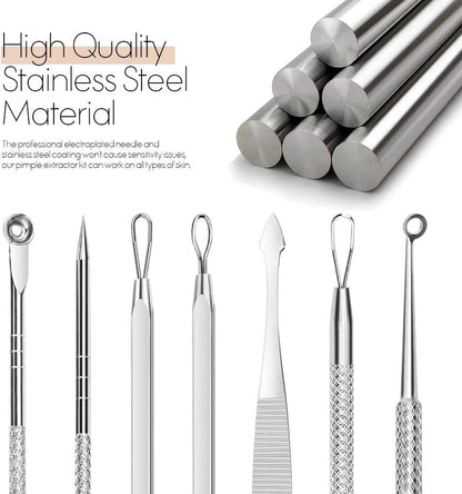 7 in 1 Pimple Blackhead Remover Extractor Tool Kit, Teenitor Professional Safe Treatment for Zit Popper White Head Acne Blemish Comedone Removing for Nose Face Skin Health & Beauty > Personal Care > Cosmetics > Cosmetic Tools > Skin Care Tools Teenitor   
