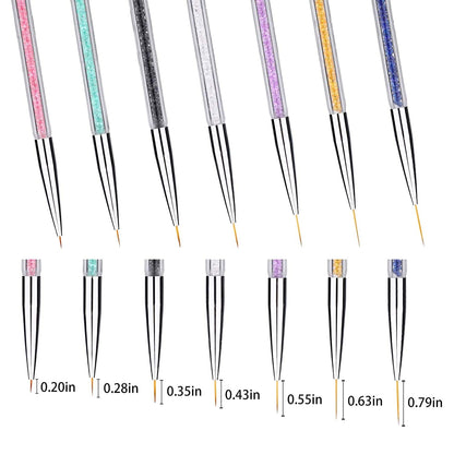 7 Pcs Nail Art Liner Brushes,Nail Art Point Drill Drawing Brush Pen Double Ended Dotting Tools Set,Dual-Ended Painting Nail Design Brush Pen Include Liner Brushes and Dotting Pen 5/7/9/11/14/16/20 Mm Health & Beauty > Personal Care > Cosmetics > Cosmetic Tools > Nail Tools Mooerca   