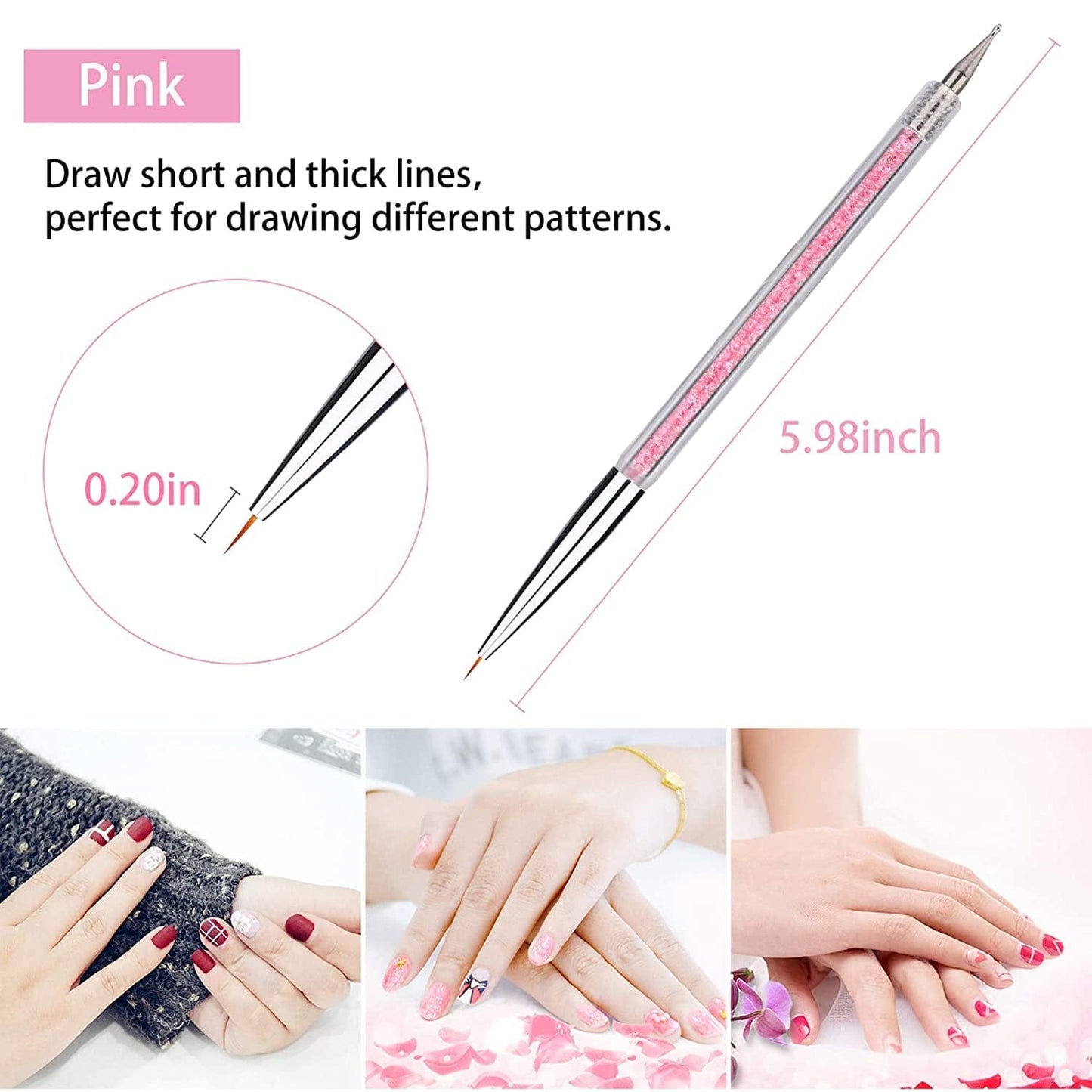 7 Pcs Nail Art Liner Brushes,Nail Art Point Drill Drawing Brush Pen Double Ended Dotting Tools Set,Dual-Ended Painting Nail Design Brush Pen Include Liner Brushes and Dotting Pen 5/7/9/11/14/16/20 Mm Health & Beauty > Personal Care > Cosmetics > Cosmetic Tools > Nail Tools Mooerca   