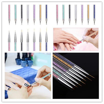 7 Pcs Nail Art Liner Brushes,Nail Art Point Drill Drawing Brush Pen Double Ended Dotting Tools Set,Dual-Ended Painting Nail Design Brush Pen Include Liner Brushes and Dotting Pen 5/7/9/11/14/16/20 Mm Health & Beauty > Personal Care > Cosmetics > Cosmetic Tools > Nail Tools Mooerca   