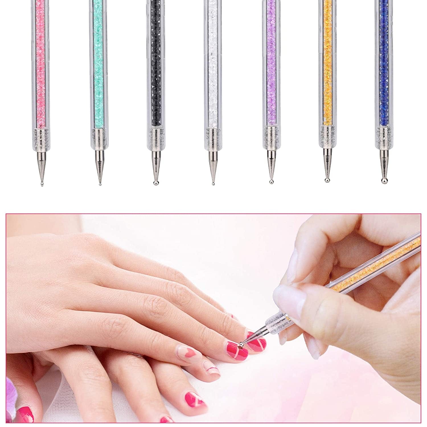 7 Pcs Nail Art Liner Brushes,Nail Art Point Drill Drawing Brush Pen Double Ended Dotting Tools Set,Dual-Ended Painting Nail Design Brush Pen Include Liner Brushes and Dotting Pen 5/7/9/11/14/16/20 Mm Health & Beauty > Personal Care > Cosmetics > Cosmetic Tools > Nail Tools Mooerca   