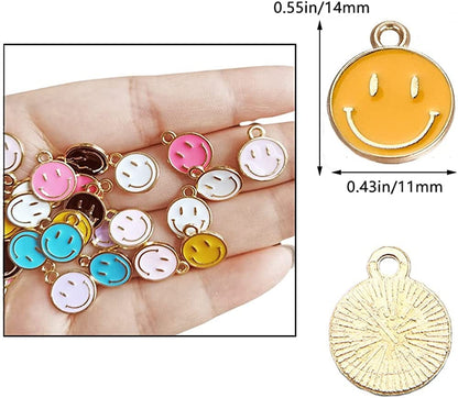 70 Pcs Smiley Face Charms Pendants for DIY Bracelets Earrings Necklace Keychain Jewelry Making
