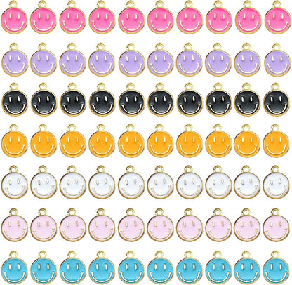70 Pcs Smiley Face Charms Pendants for DIY Bracelets Earrings Necklace Keychain Jewelry Making