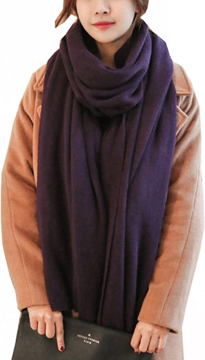 Wander Agio Womens Warm Winter Infinity Scarves Set Blanket Scarf Pure Color Apparel & Accessories > Clothing Accessories > Scarves & Shawls Wander Agio Purple  