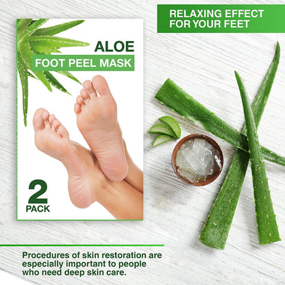 Exfoliating Foot Peel Mask 2 Pack - Baby Feet Peeling Mask for Dead Skin - Remove Calluses, Cracked Heels Repair Dry Toe Skin - Baby Soft Feet Gel Socks - Natural Foot Care Treatment with Aloe Vera Health & Beauty > Personal Care > Foot Care OK Goods   