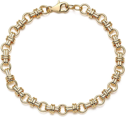 MEVECCO Gold Beaded Bracelets,18K Gold Plated Handmade Cute Satellite Diamond Cut Oval and round Beads Rope Chain Dainty Bracelet for Women Apparel & Accessories > Jewelry > Bracelets Mevecco Rolo  