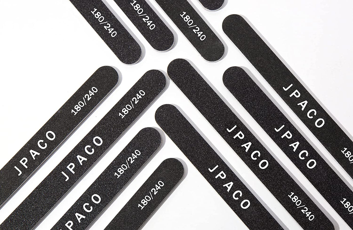 Nail Files 180 240 Grit for Natural Acrylic Poly Nail Extension Gel Nails Double Sided Black Washable Professional Set Manicure Tools (12 Pack) by JPACO Health & Beauty > Personal Care > Cosmetics > Cosmetic Tools > Nail Tools JPACO   