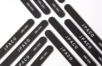 Nail Files 180 240 Grit for Natural Acrylic Poly Nail Extension Gel Nails Double Sided Black Washable Professional Set Manicure Tools (12 Pack) by JPACO Health & Beauty > Personal Care > Cosmetics > Cosmetic Tools > Nail Tools JPACO   
