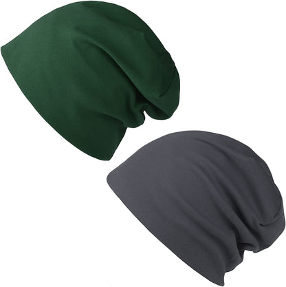 FURTALK Beanie for Womens Men Slouchy Cotton Beanies Summer Soft Skull Cap Lightweight Chemo Headwear Apparel & Accessories > Clothing Accessories > Headwear KYLIE MAX Green + Grey  