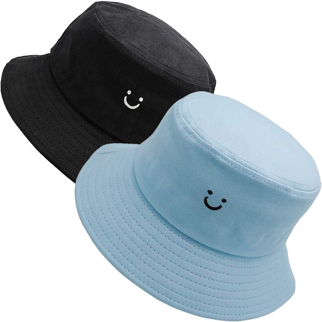 Maxnova Bucket Hats Summer Travel Beach Sun Hat Outdoor Cap Unisex 2Pack Apparel & Accessories > Clothing Accessories > Hats MaxNova 2pack Black/Blue  