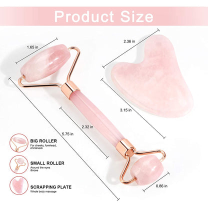 Jade Roller for Face, Gua Sha Facial Tools & Rose Quartz Face Roller Skin Care Product for Face Lift and Puffiness, Anti-Aging Facial Roller for Eyes Body Neck Slimming & Firming Health & Beauty > Personal Care > Cosmetics > Cosmetic Tools > Skin Care Tools MAANGE   