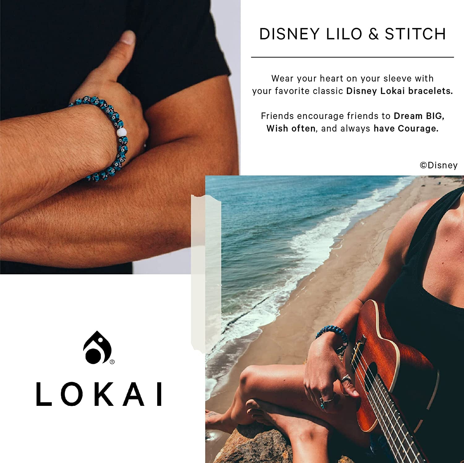 Lokai Disney Lilo and Stitch Collection Bracelets - Silicone Beaded Bracelets for Women & Men, Jewelry Fashion Bracelets Slide-On for Comfortable Fit Apparel & Accessories > Jewelry > Bracelets Lokai   