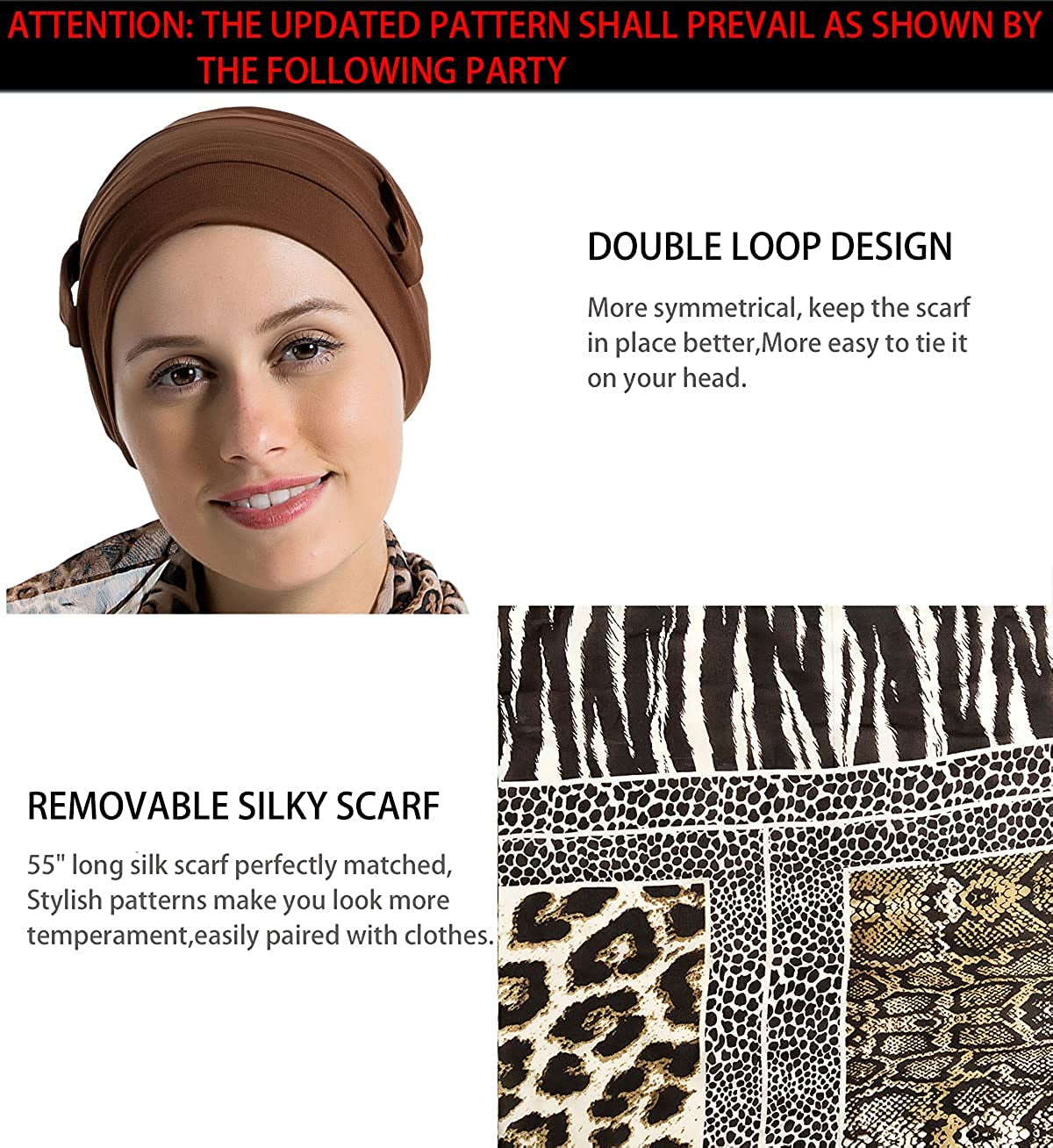 Bamboo Cotton Liner Chemo Headwear for Womenwith Silky Scarfs for Cancer Hair Loss Sleep Caps Beanie Coffee Apparel & Accessories > Clothing Accessories > Headwear JarseHera   