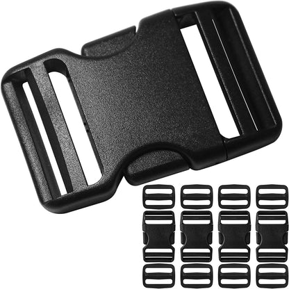Buckle for Strap 1.5": Side Release Buckles Plastic Clips 4 Set + Tri-Glide Slide 8 Pcs Fit 1 1/2 Inch Wide Nylon Straps Webbing Belt, Heavy Duty Replacement for Backpack, Dual Adjustable No Sewing Apparel & Accessories > Clothing Accessories > Belt Buckles LASIGHT 4 Set 1 1/2 in  