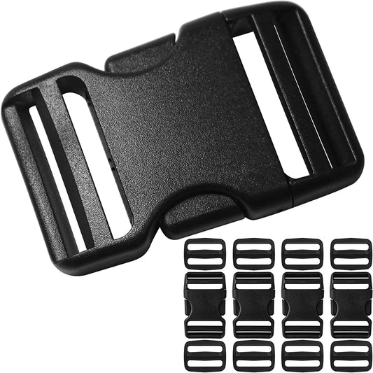 Buckle for Strap 1.5": Side Release Buckles Plastic Clips 4 Set + Tri-Glide Slide 8 Pcs Fit 1 1/2 Inch Wide Nylon Straps Webbing Belt, Heavy Duty Replacement for Backpack, Dual Adjustable No Sewing Apparel & Accessories > Clothing Accessories > Belt Buckles LASIGHT 4 Set 1 1/2 in  