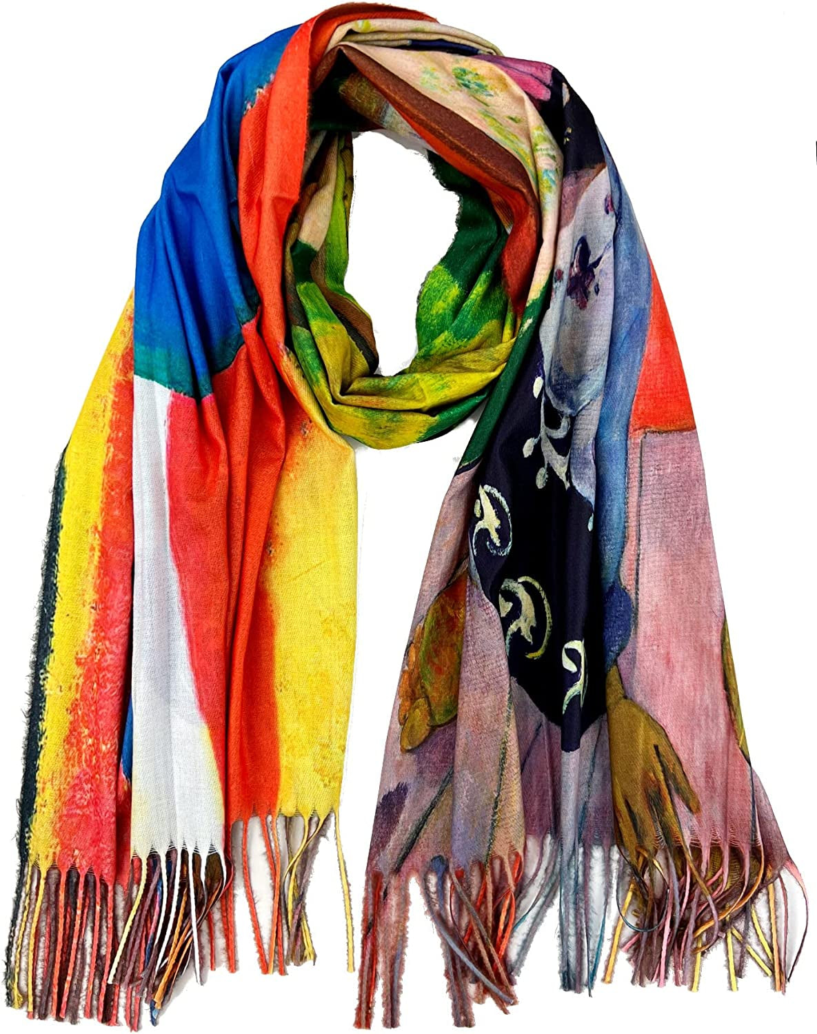 Plum Feathers Super Soft Cashmere Feel Double Sided Reversible Art Shawl Scarf Van Gogh Monet Klimt Inspired Apparel & Accessories > Clothing Accessories > Scarves & Shawls Plum Feathers Native Women - Modern Colors  