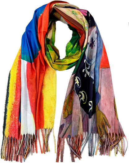 Plum Feathers Super Soft Cashmere Feel Double Sided Reversible Art Shawl Scarf Van Gogh Monet Klimt Inspired Apparel & Accessories > Clothing Accessories > Scarves & Shawls Plum Feathers Native Women - Modern Colors  